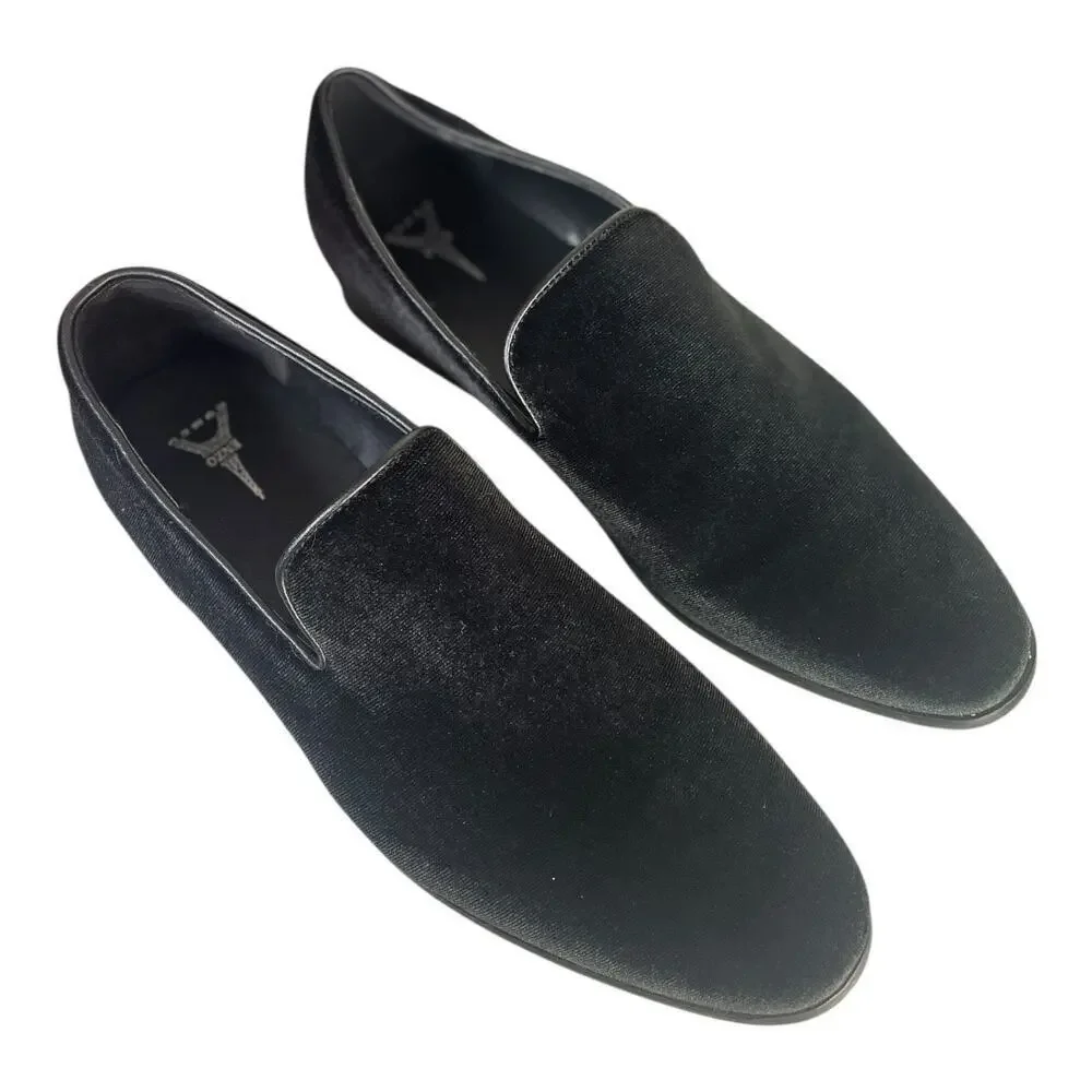 Enzo Romeo Men’s Black Velvet Slip On Dress Loafers Size 11